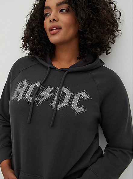 Hoodie - Cozy Fleece Studded AC/DC, VINTAGE BLACK, alternate