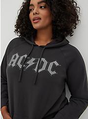 Plus Size Hoodie - Cozy Fleece Studded AC/DC, VINTAGE BLACK, alternate