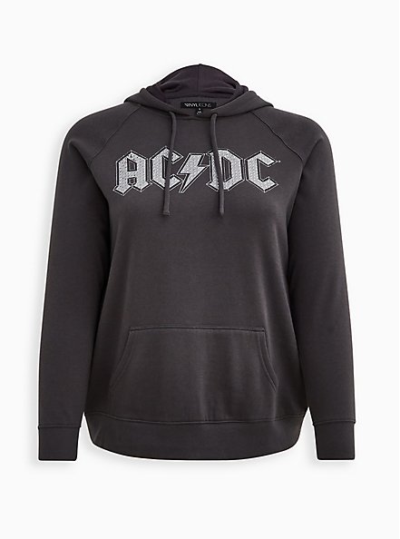 Hoodie - Cozy Fleece Studded AC/DC, VINTAGE BLACK, hi-res