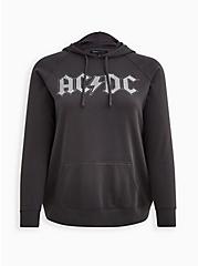 Plus Size Hoodie - Cozy Fleece Studded AC/DC, VINTAGE BLACK, hi-res