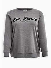 Plus Size Sweatshirt - Cozy Fleece Schitt's Creek Ew, David Grey, MEDIUM HEATHER GREY, hi-res