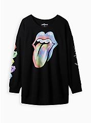 Tunic Sweatshirt - Cozy Fleece Rolling Stones Black, DEEP BLACK, hi-res