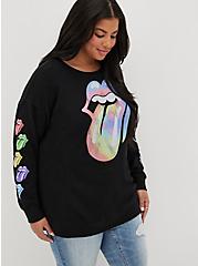 Plus Size Tunic Sweatshirt - Cozy Fleece Rolling Stones Black, DEEP BLACK, hi-res