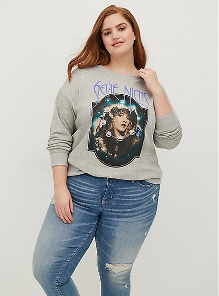 Plus Size Stevie Nicks Tunic Sweatshirt - Cozy Fleece Grey, MEDIUM HEATHER GREY, alternate