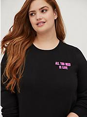 Plus Size Sweatshirt - Cozy Fleece All You Need Is Love Black, DEEP BLACK, hi-res