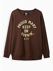 Plus Size Sweatshirt - Cozy Fleece Brown Creedence Clearwater Revival, CHOCOLATE BROWN, hi-res