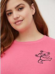 Plus Size Sweatshirt - Cozy Fleece Grateful Dead Bear Pink, PINK, alternate