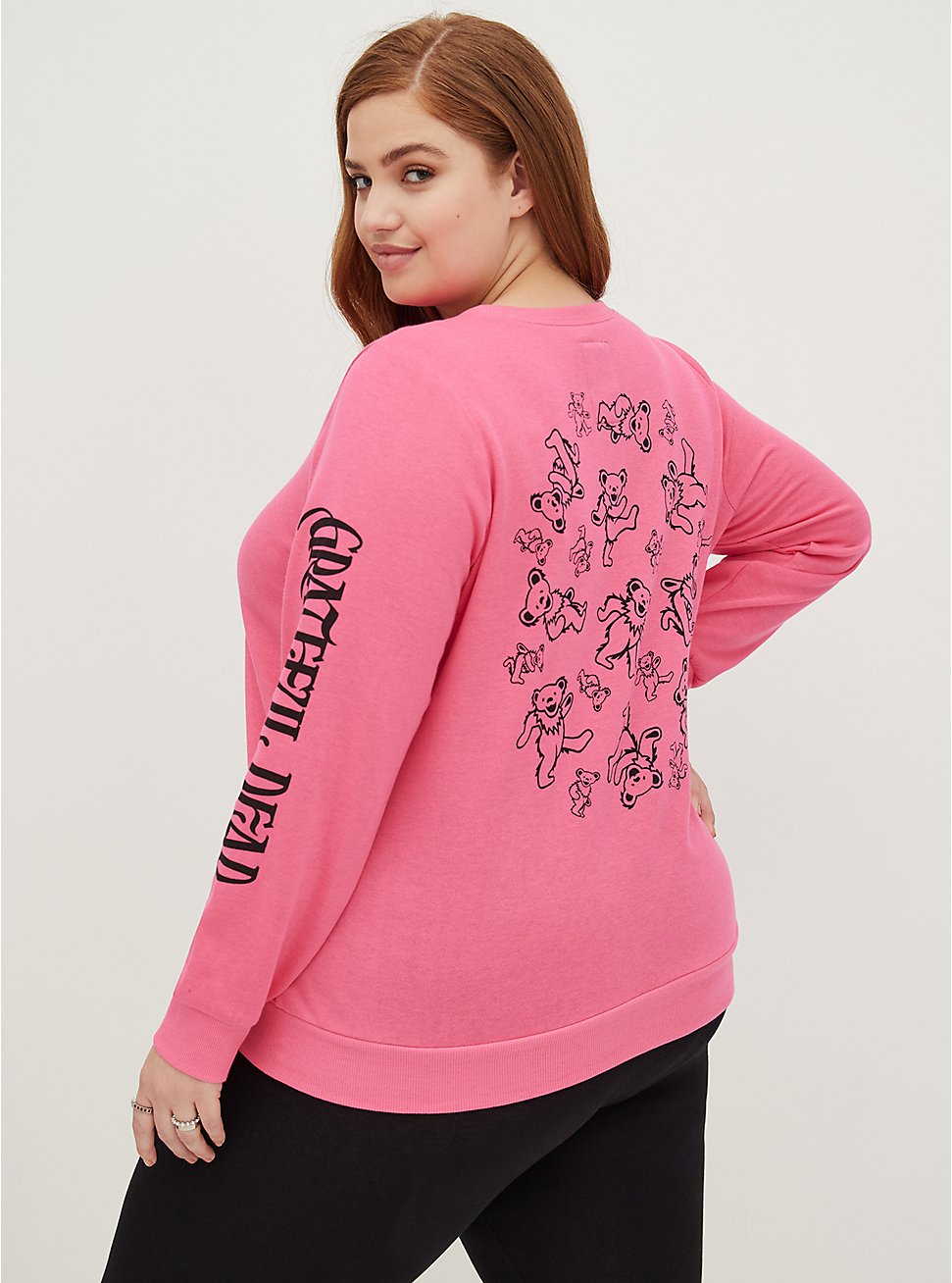 Plus Size Sweatshirt - Cozy Fleece Grateful Dead Bear Pink, PINK, hi-res