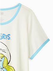 Plus Size Classic Fit Ringer Tee - The Smurfs Ivory, MARSHMALLOW, alternate