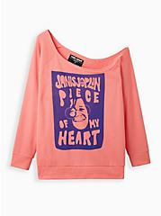 Plus Size Off-Shoulder Sweatshirt - French Terry Rose Janis Joplin, ROSE, hi-res