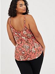 Plus Size Ava Cami - Stretch Challis Floral Rust, FLORAL - RED, alternate