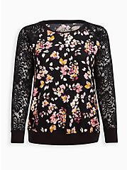 Plus Size Raglan Sweatshirt - Super Soft Plush Floral Black, OTHER PRINTS, hi-res