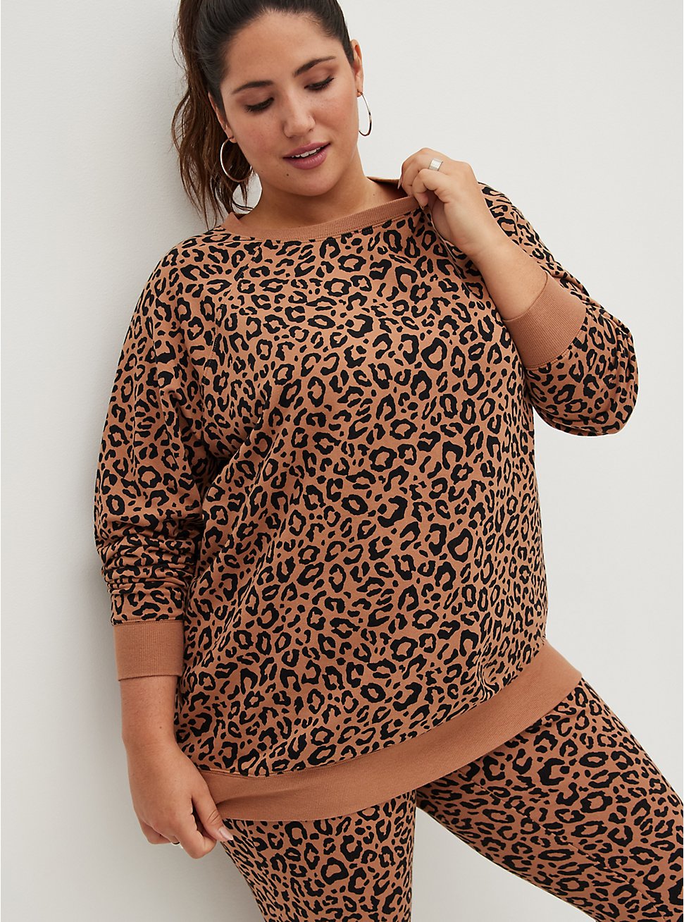 Raglan Sweatshirt - Ultra Soft Fleece Leopard, LEOPARD, hi-res