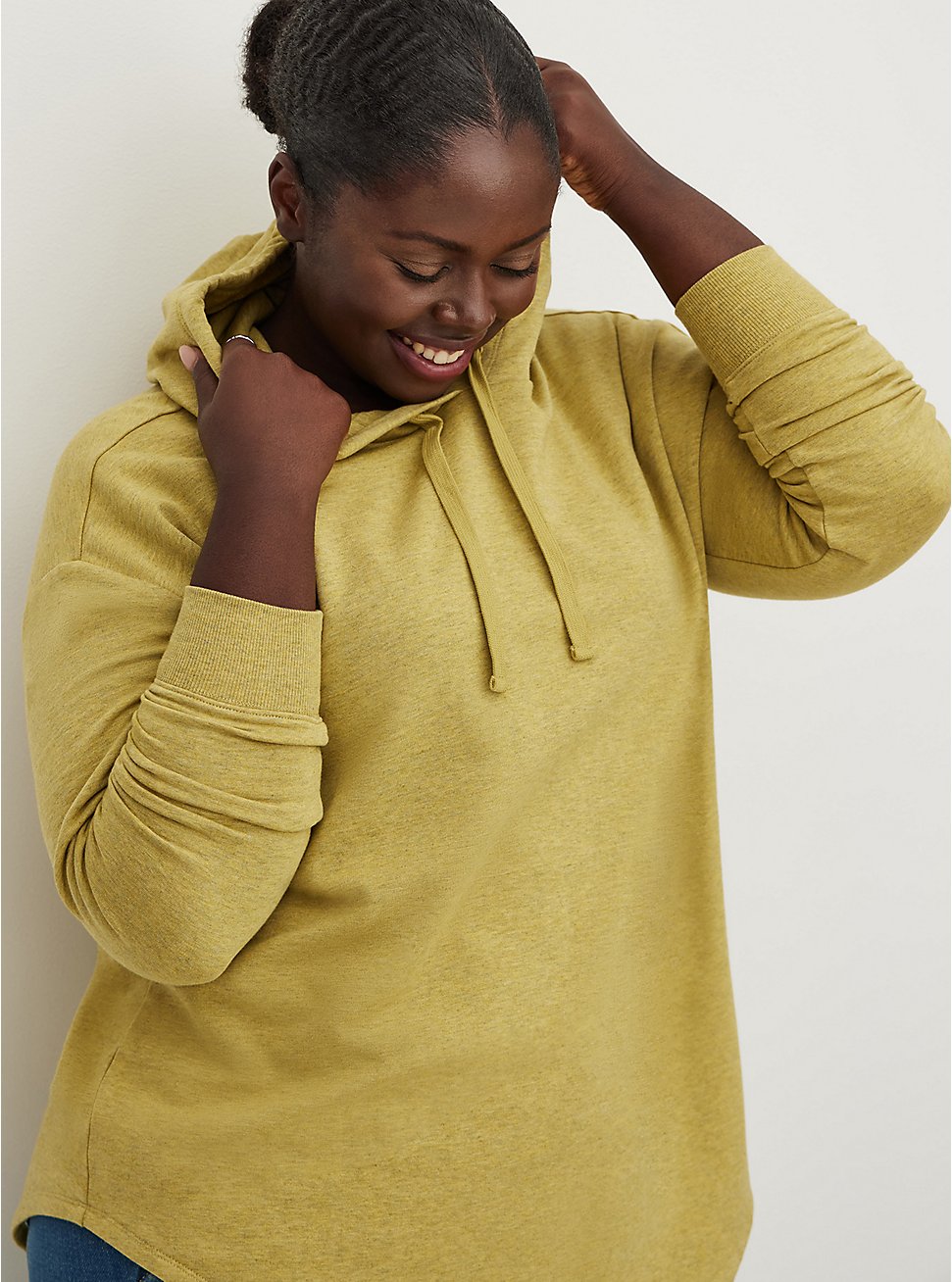Plus Size Relaxed Fit Hoodie - Ultra Soft Fleece Golden Yellow, YELLOW, hi-res