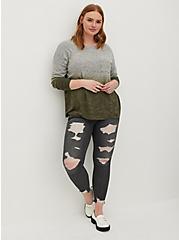 Plus Size Drop Shoulder Relaxed Tee - Super Soft Plush Olive Dip Dye, OTHER PRINTS, alternate