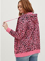 Zip-Up Tunic Hoodie - Cozy Fleece Leopard Pink, LEOPARD, alternate