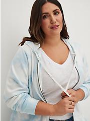 Plus Size Zip-Up Tunic Hoodie - Cozy Fleece Cloud Tie Dye, OTHER PRINTS, alternate