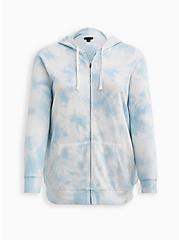 Zip-Up Tunic Hoodie - Cozy Fleece Cloud Tie Dye, OTHER PRINTS, hi-res