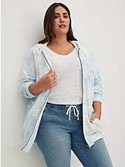 Plus Size Zip-Up Tunic Hoodie - Cozy Fleece Cloud Tie Dye, OTHER PRINTS, hi-res