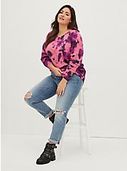 Plus Size Tunic Sweatshirt - Cozy Fleece Tie-Dye Pink, OTHER PRINTS, alternate