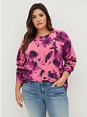 Tunic Sweatshirt - Cozy Fleece Tie-Dye Pink, OTHER PRINTS, hi-res