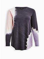 Plus Size Tunic Sweatshirt - Cozy Fleece Tie-Dye Pink & Black, OTHER PRINTS, hi-res