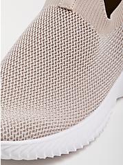 Plus Size Slip-On Active Sneaker - Beige Stretch Knit (WW), TAN/BEIGE, alternate