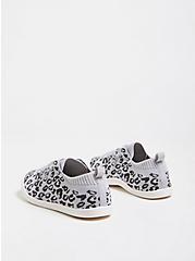 Riley Sneaker - Stretch Knit Leopard Grey Ruched (WW), GREY, alternate