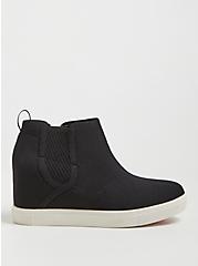 Plus Size Sneaker Wedge - Black Stretch Knit (WW), BLACK, alternate