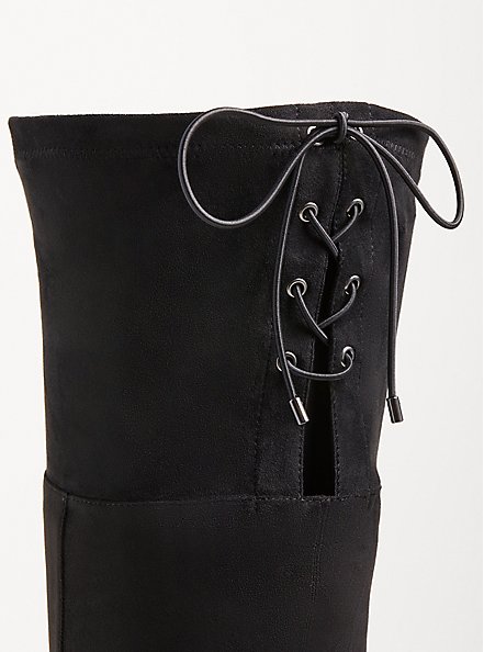 Plus Size Over-the-Knee Platform Heel Boot - Faux Suede Black (WW), BLACK, alternate