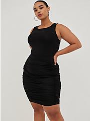 Plus Size Cinched Mini Skirt - Super Soft Black, DEEP BLACK, alternate