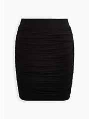 Plus Size Cinched Mini Skirt - Super Soft Black, DEEP BLACK, hi-res
