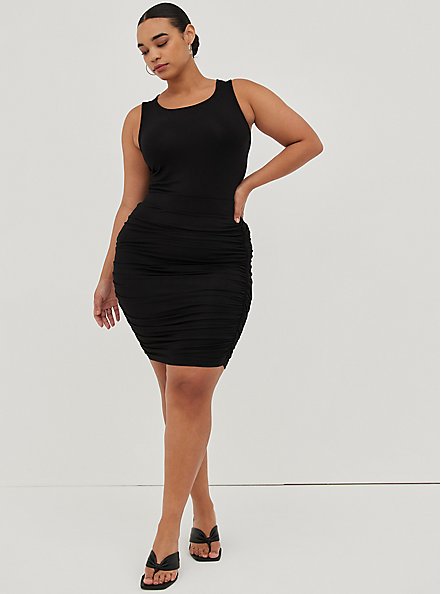Cinched Mini Skirt - Super Soft Black, DEEP BLACK, hi-res