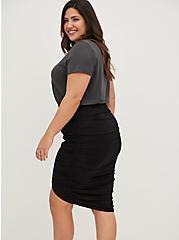 Midi Super Soft Cinched Skirt, DEEP BLACK, alternate