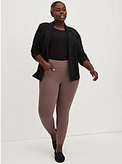 Plus Size Pocket Pixie Pant - Luxe Ponte Heather Grey Purple, HEATHER GREY, hi-res