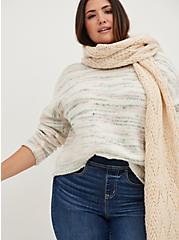 Plus Size Drop Shoulder Pullover Sweater - Multi, CLOUD DANCER, alternate