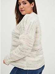 Plus Size Drop Shoulder Pullover Sweater - Multi, CLOUD DANCER, hi-res
