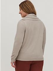 Everyday Plush Pullover Cowl Neck Sweater, TAUPE, alternate