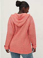 Chunky Pullover Hooded Raglan Sweater, ROSE, alternate