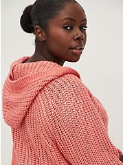 Plus Size Raglan Sweater Hoodie - Chunky Yarn Rose, ROSE, alternate