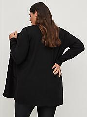 Plus Size Button Front Cardigan Sweater - Luxe Cozy Black, DEEP BLACK, alternate