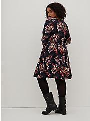 Plus Size Sweetheart Skater Dress - Super Soft Plush Floral Black, FLORAL - BLACK, alternate
