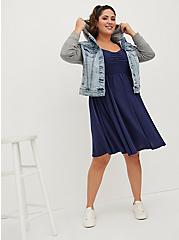 Plus Size Sweetheart Skater Dress - Super Soft Plush Blue, PEACOAT, alternate