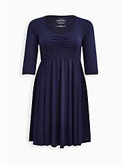 Plus Size Sweetheart Skater Dress - Super Soft Plush Blue, PEACOAT, hi-res