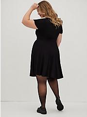 Embroidered Skater Dress - Stretch Challis Black, DEEP BLACK, alternate