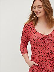 Plus Size Sweetheart Skater Dress - Super Soft Dot Red, DOT - RED, alternate