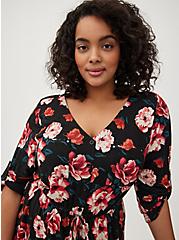 Button Front Shirt Dress - Super Soft Floral Black, FLORAL - BLACK, alternate