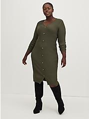 Plus Size Bodycon Sweater Dress - Olive, DEEP DEPTHS, alternate