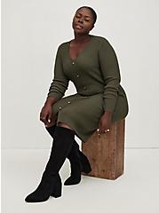 Plus Size Bodycon Sweater Dress - Olive, DEEP DEPTHS, hi-res