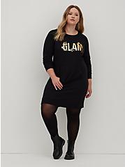 Pullover Dress - Cozy Fleece Glam Black, DEEP BLACK, alternate